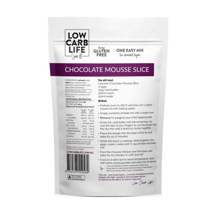 Low Carb Life Chocolate Mousse Slice Keto Bake Mix