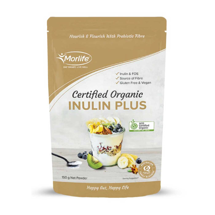 Morlife Organic Inulin Plus Powder 150g Packet Front