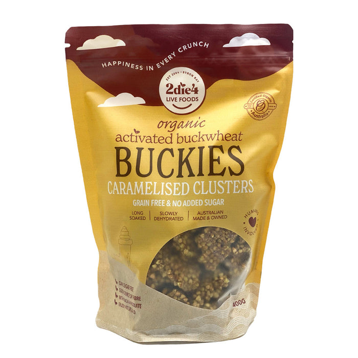 2die4 Live Foods Activated Organic Buckies - Caramelised Clusters 400g