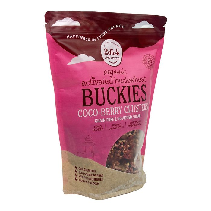 2die4 Live Foods Activated Organic Buckies - Coco-Berry 400g, Ingredients, Wicked NRG