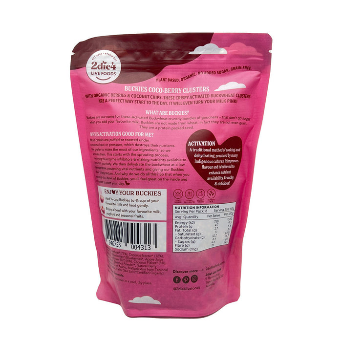 2die4 Live Foods Activated Organic Buckies - Coco-Berry 400g, Wicked NRG