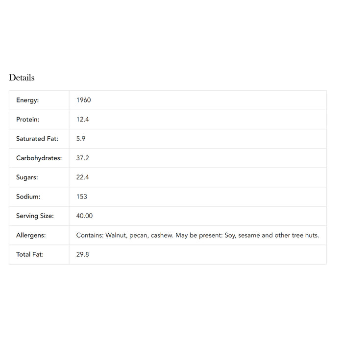 2die4 Live Foods Hemptations Superfood Hemp Snack Salted Maple  Nutritional Panel Wicked NRG