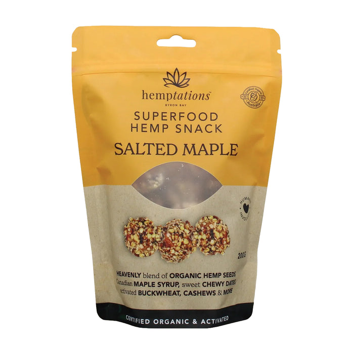 2die4 Live Foods Hemptations Superfood Hemp Snack Salted Maple 200g Wicked NRG