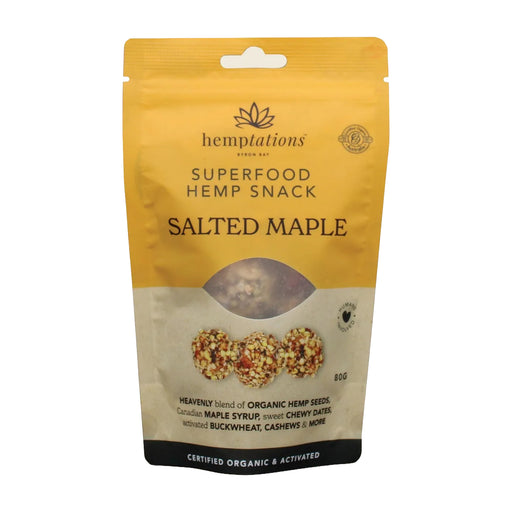 2die4 Live Foods Hemptations Superfood Hemp Snack Salted Maple 80g Wicked NRG