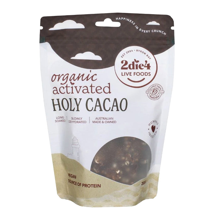 2die4 Live Foods Organic Activated Holy Cacao Granola Clusters 200g Wicked NRG