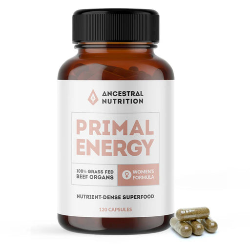 Ancestral Nutrition Primal Energy Women - Grass Fed Beef Organs - 120 Capsules Wicked NRG