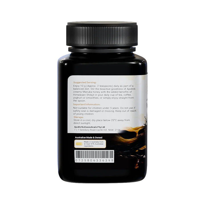 Apollo Australian Manuka Honey (MGO 100+) + Himalayan Shilajit 250g b Wicked NRG