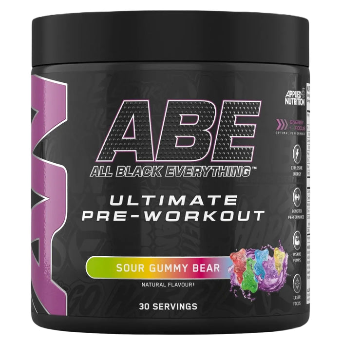 Applied Nutrition ABE All Black Everything Sour Gummy Bear 30 Serves Wicked NRG