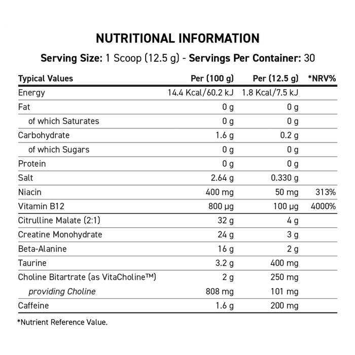 Applied Nutrition ABE All Black Everything Nutritional Panel 30 Serves Wicked NRG