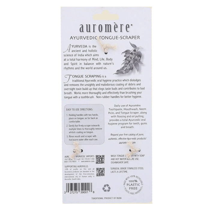Auromere Tongue Scraper Ayurvedic Surgical Grade Stainless a Wicked NRG