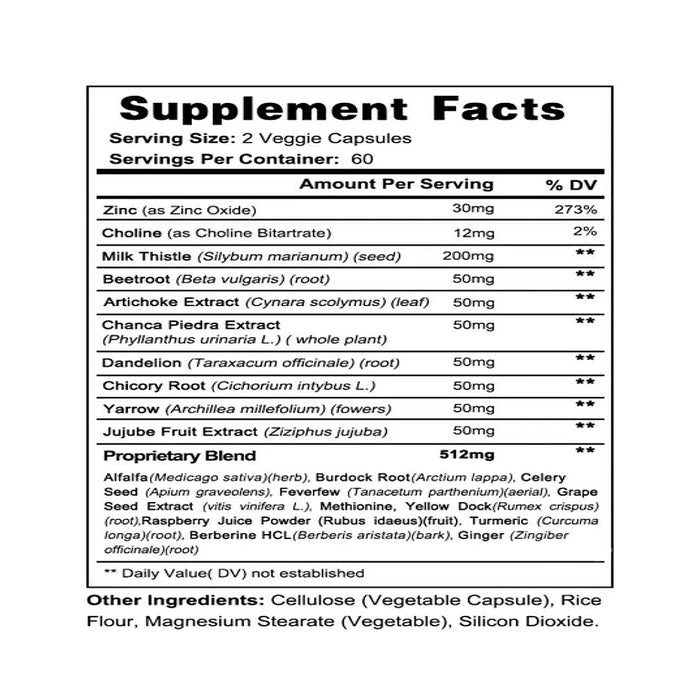 Balincer® Liver Cleanse Detox Restoration Formula 30 to 120 Capsules Nutritional Panel Wicked NRG