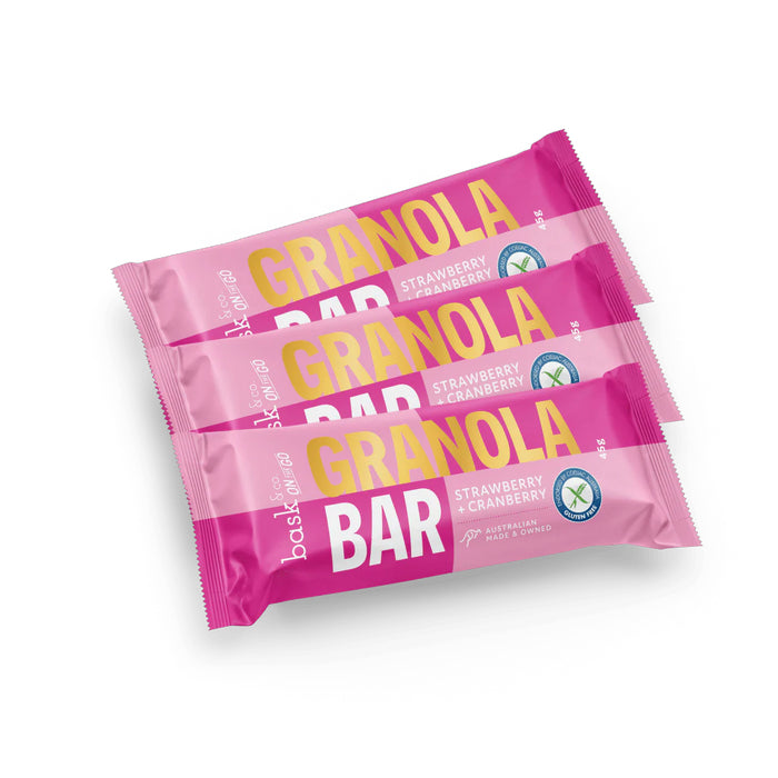 Bask & Co Strawberry & Cranberry Granola Bars 45g Wicked NRG