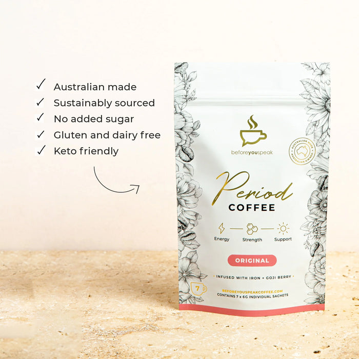 Before You Speak Period Coffee Benefits, Wicked NRG