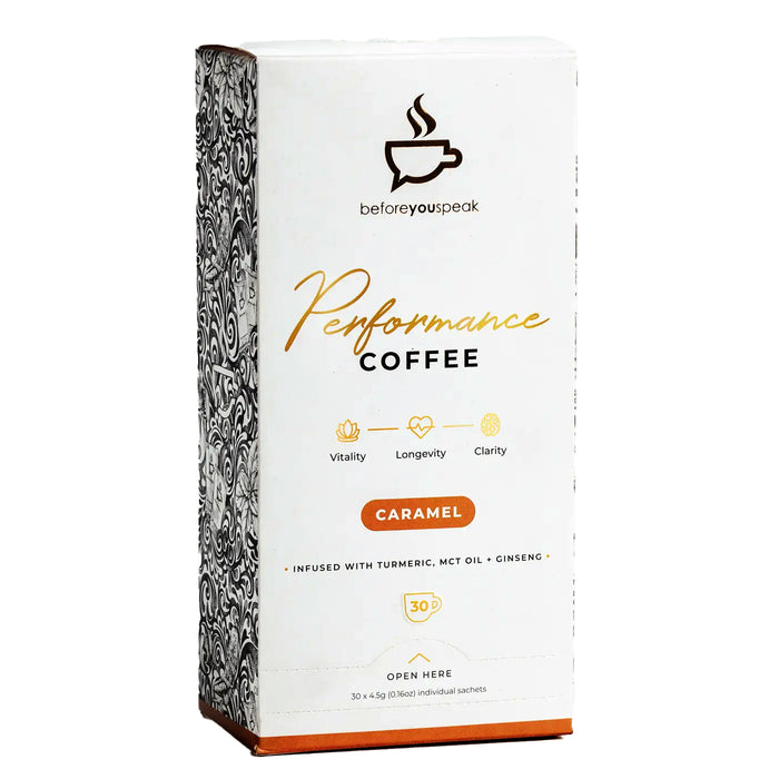 Before you speak High Performance,  Caramel, 30 Serves, MCT, Turmeric, Bullet Proof Coffee, Wicked NRG