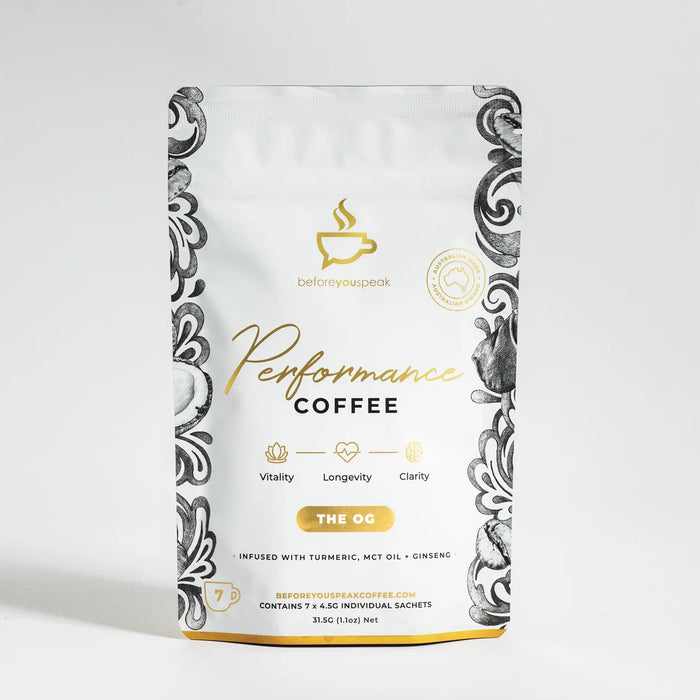 Before you speak High Performance,  Original, 7 Serves, MCT, Turmeric, Bullet Proof Coffee, Wicked NRG