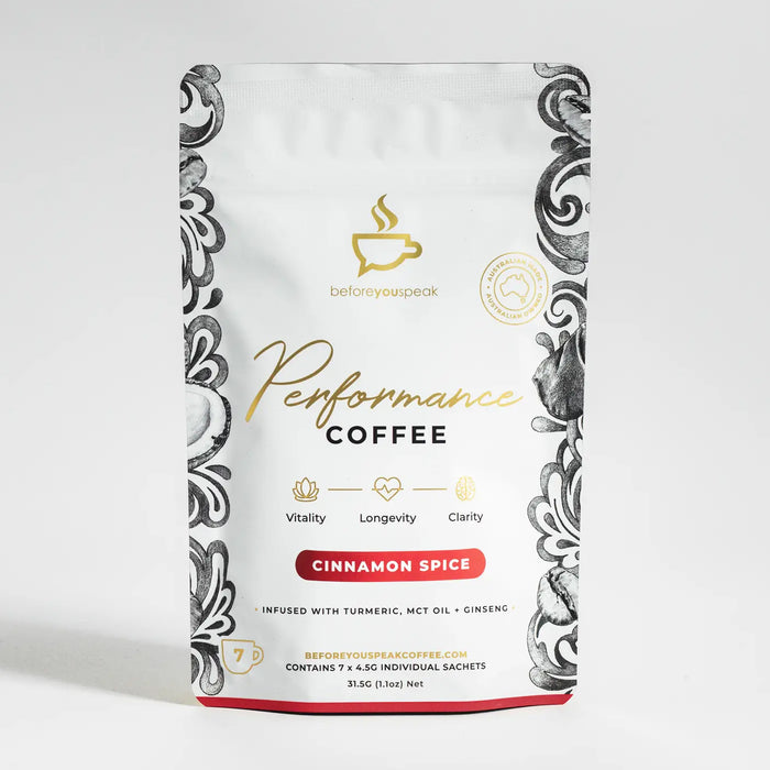 Before you speak High Performance,  Cinnamon, 7 Serves, MCT, Turmeric, Bullet Proof Coffee, Wicked NRG