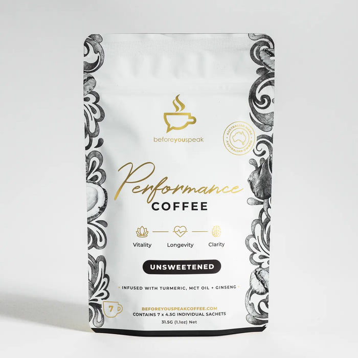 Before you speak High Performance,  Unsweetened, 7 Serves, MCT, Turmeric, Bullet Proof Coffee, Wicked NRG