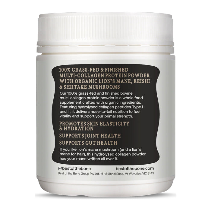 Best of the Bone Collagen Peptide Powder - Organic Mushroom 210g Ingredients Wicked NRG