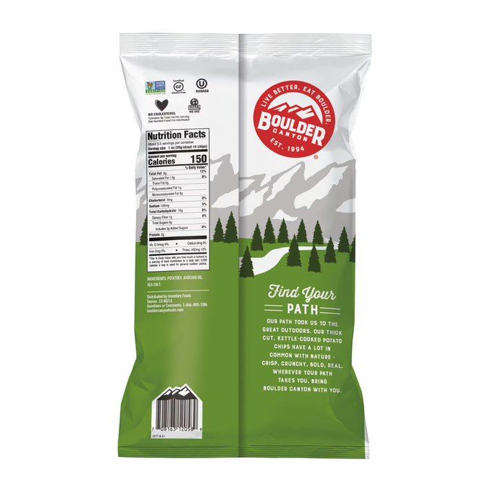 Boulder Canyon Avocado Oil Classic Sea Salt Kettle Chips 149g Nutritional Panel Wicked NRG