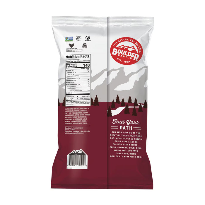 Boulder Canyon Hickory BBQ Chips 142g Nutritional Panel Wicked NRG