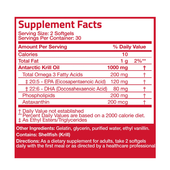 Bronson Antarctic Krill Oil Omega-3 EPA DHA Non-GMO - 1,000 mg Nutritional Panel a Wicked NRG