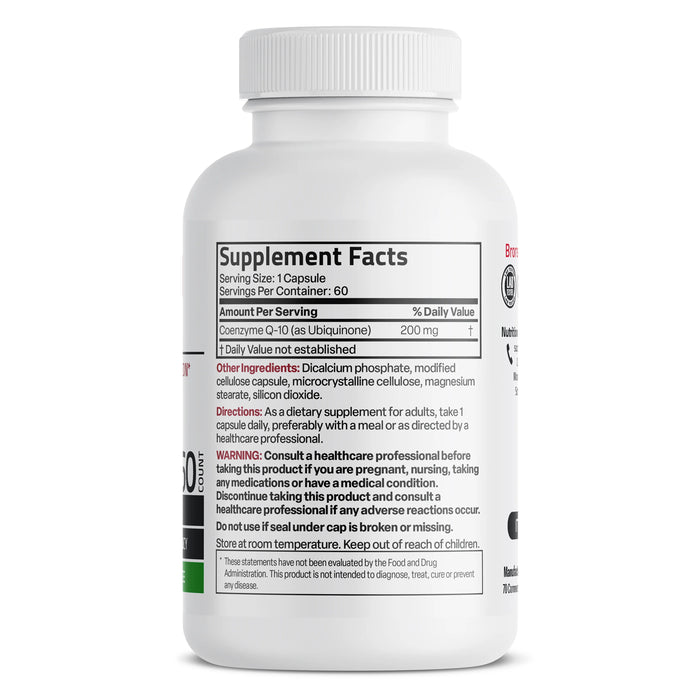 Bronson CoQ10 - 200 mg 60 Capsules Ingredients, Wicked NRG