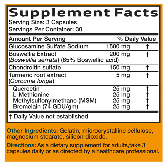 Bronson Glucosamine Chondroitin Turmeric & MSM 90 Capsules Nutritional Wicked NRG