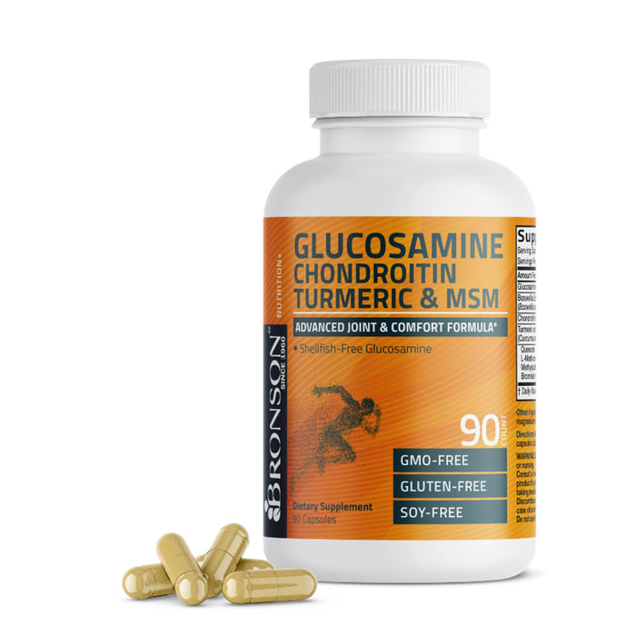 Bronson Glucosamine Chondroitin Turmeric & MSM 90 Capsules Wicked NRG