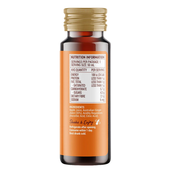 Buderim Ginger Vitality Shot 50mL, Nutritional Panel Wicked NRG