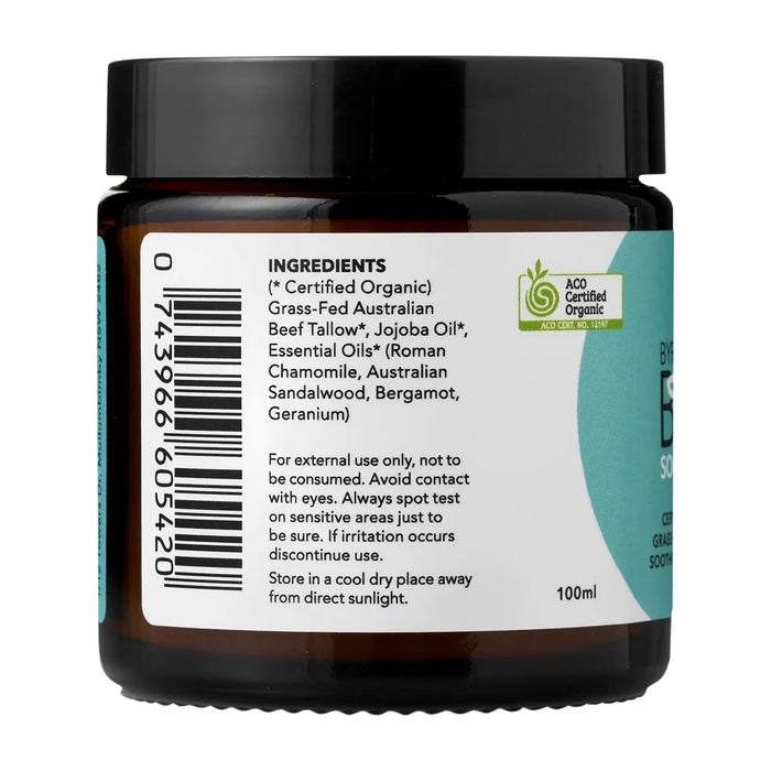Byron Bay Tallow Organic Grass Fed Beef Body Soothing Balm 100ml Ingredients Wicked NRG