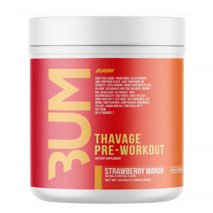 CBUM Thavage Pre-Workout Strawberry Mango 18.13 oz 514 Grams 40 Serves Wicked NRG