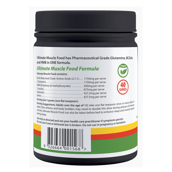 Cabot Health Ultimate Muscle Food Powder 200g Nutritional Panel Wicked NRG