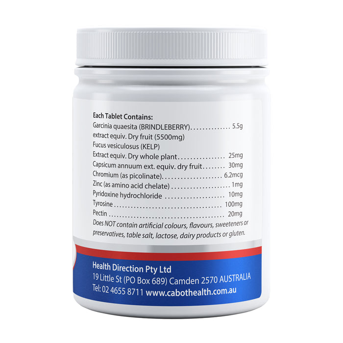 Cabot Health Metabocel Weight Control Tablets Nutritional Panel Wicked NRG