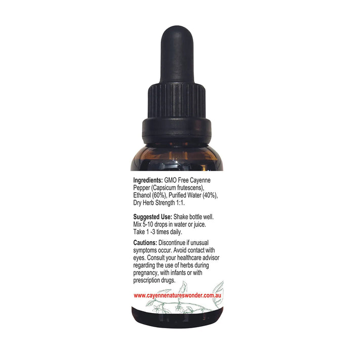 Cayenne Nature's Wonder Cayenne Pepper Extract Ingredients with dropper 30ml Wicked NRG