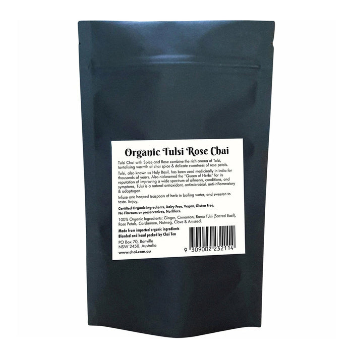 Chai Organic Tulsi Rose Chai 70g Ingredients Wicked NRG