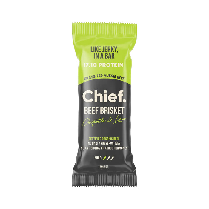 Chief Organic Beef Bars Chipotle and Lime 40 Grams Wicked NRG