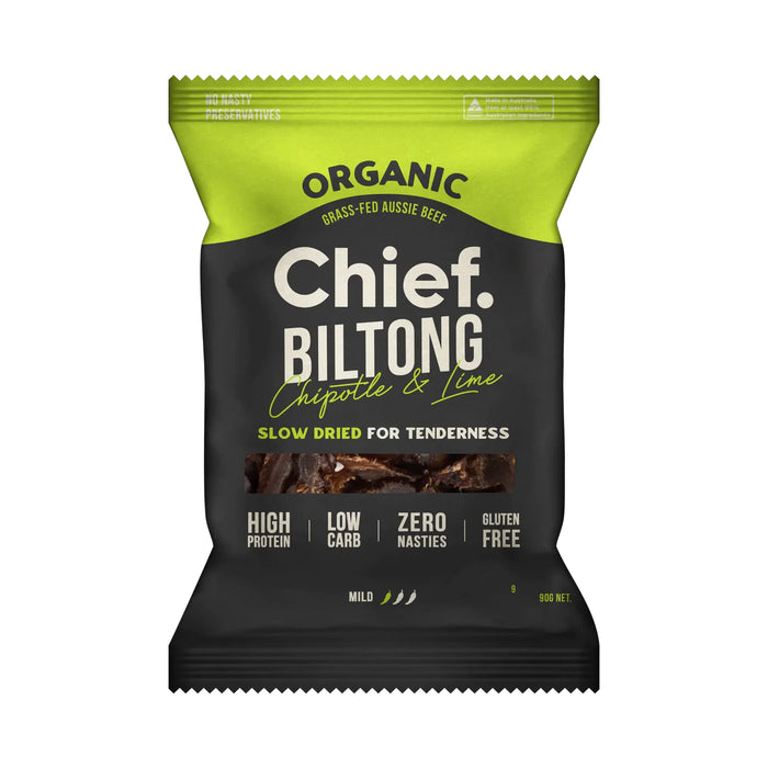 Chief Organic Grass Fed Biltong Lime 90 grams Wicked NRG 