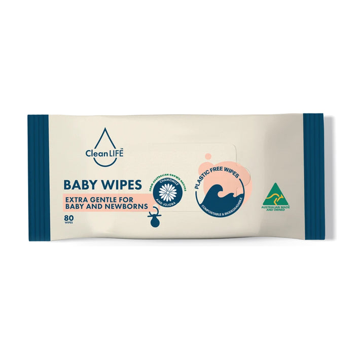 CleanLife Plastic Free Wipes Extra Gentle for Baby and Newborns 80pk Wicked NRG