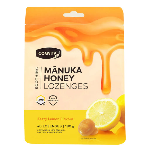 Comvita Manuka Honey Lozenges Zesty Lemon 40 Lozenges, 180g, Wicked NRG