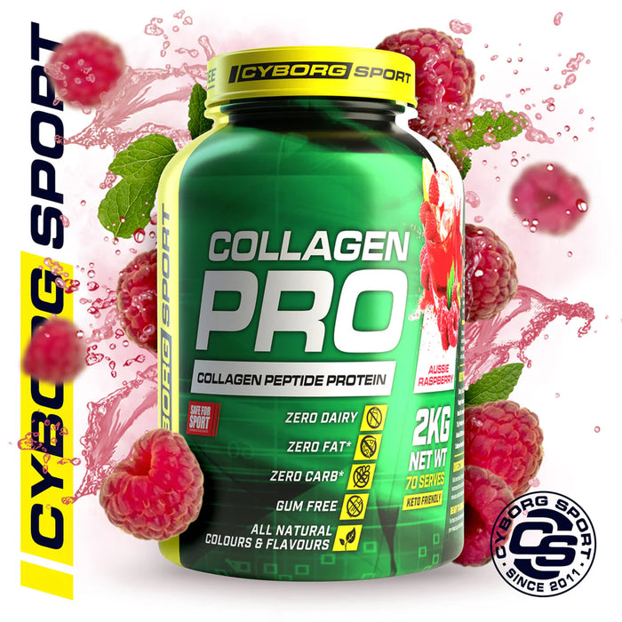 Cyborg Collagen Pro Aussie Raspberry 2kg 70 Serves Wicked NRG