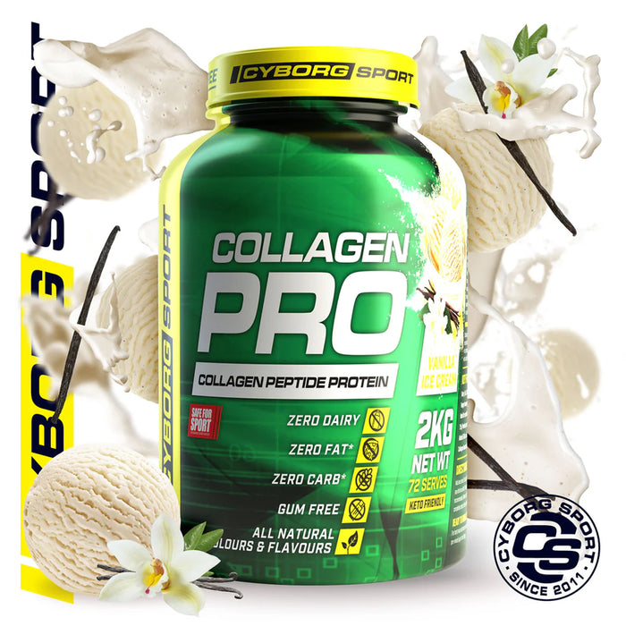 Cyborg Collagen Pro Vanilla Icecream 2kg 72 Serves Wicked NRG