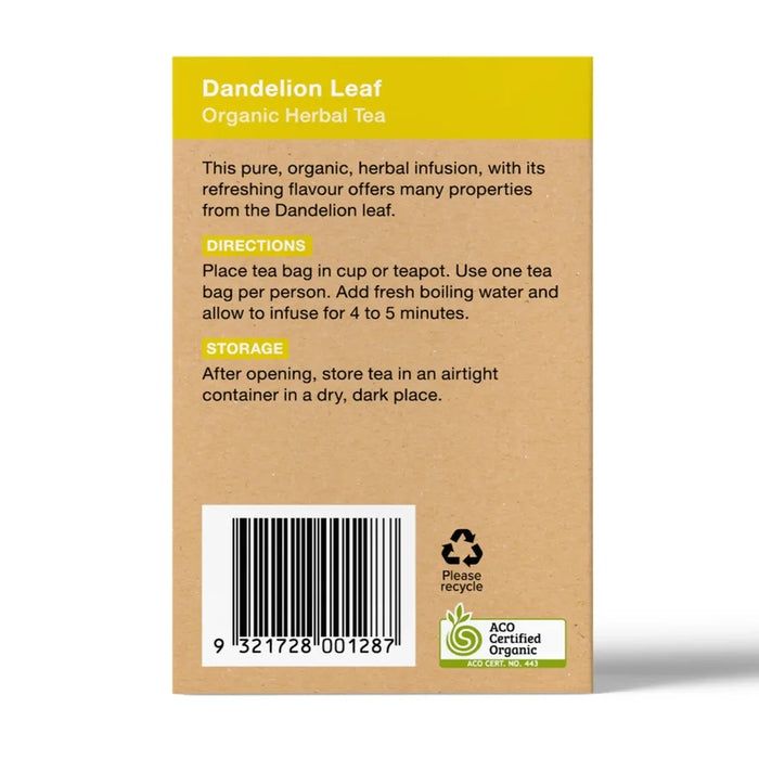 Planet Organic Dandelion Leaf Tea 25 Tea Bags - Certified Organic, Ingredients, Wicked NRG