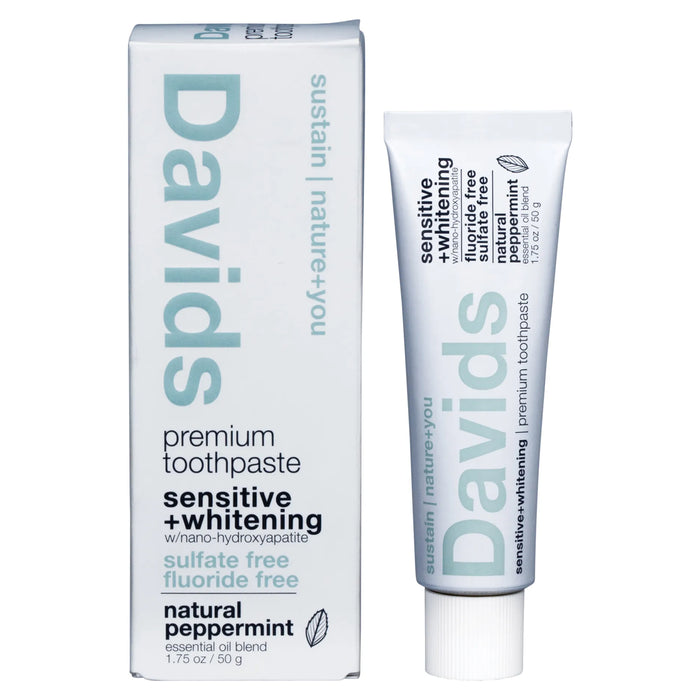Davids Toothpaste Sensitive + Whitening Peppermint 50g Wicked NRG