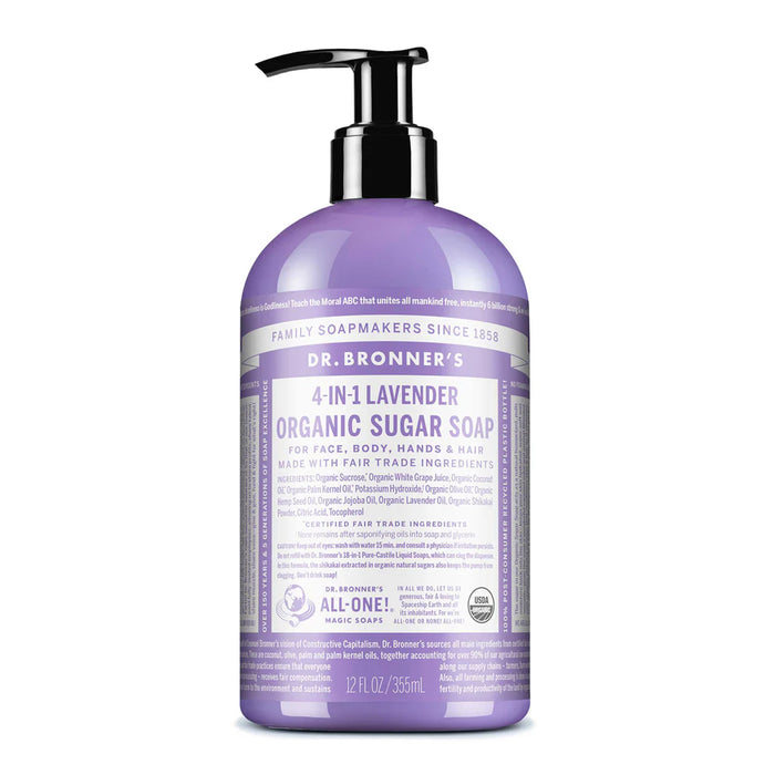 Dr. Bronner's Organic Sugar Soap 4-in-1 Lavender 355ml Wicked NRG