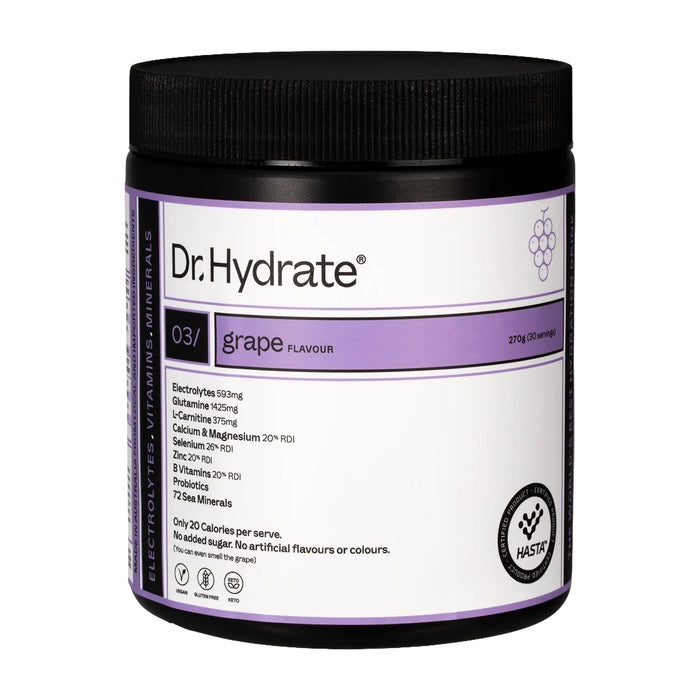 Dr Hydrate All-In-One Hydration Drink Hasta Cert Grape 270g Wicked NRG