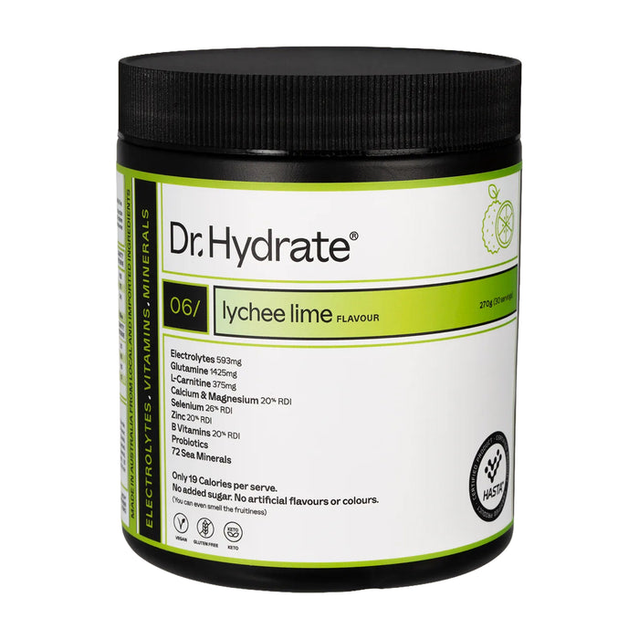 Dr Hydrate All-In-One Hydration Drink Hasta Cert Lychee Lime 270g Wicked NRG