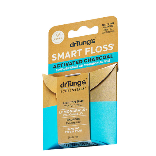 Dr Tungs Smart Vegan Dental Floss Activated Charcoal Lemongrass, 27m,  Wicked NRG