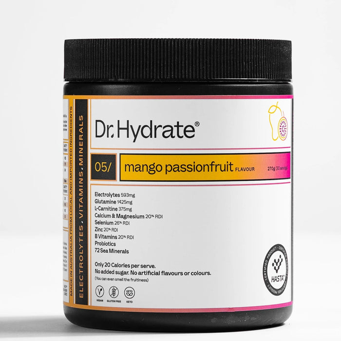 Dr Hydrate All-In-One Hydration Drink Hasta Cert Mango Passionfruit 270g Wicked NRG