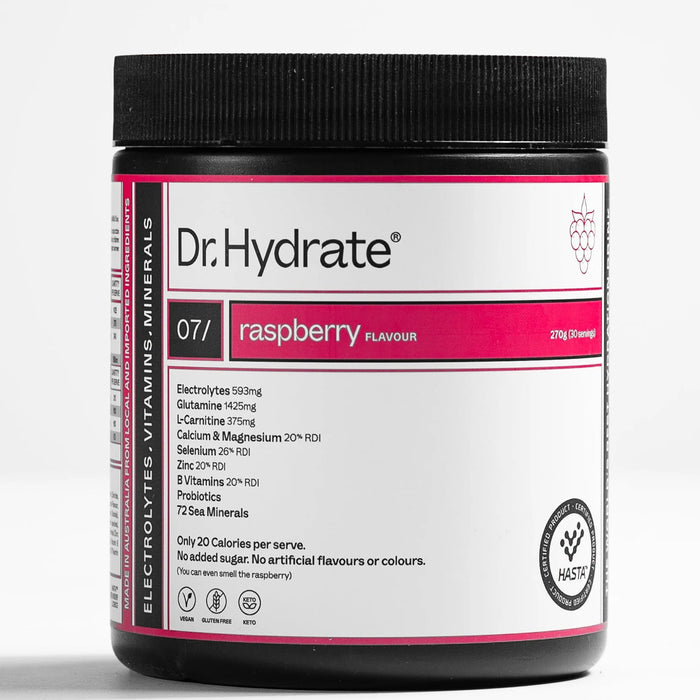 Dr Hydrate All-In-One Hydration Drink Hasta Cert Raspberry 270g Wicked NRG