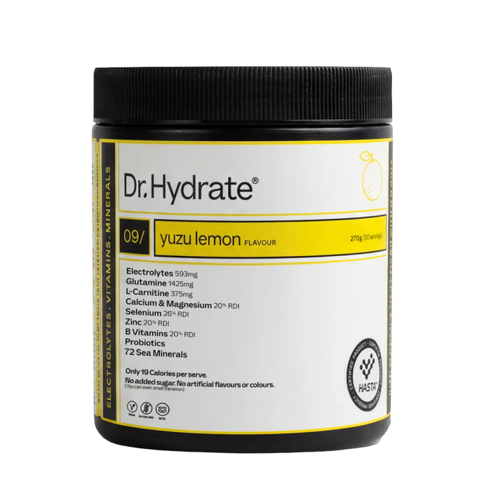 Dr Hydrate All-In-One Hydration Drink Hasta Cert Yuzu Lemon 270g Wicked NRG